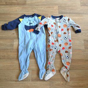 Carter's Fleece Onesie Zip-up Pajamas Set of 2 Size 12 Months